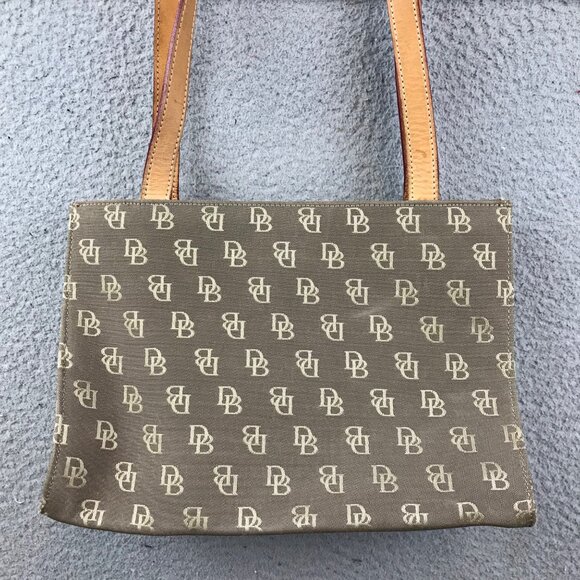 Dooney & Bourke Signature Medium Tote Bag Tan Canvas Leather - Picture 7 of 12